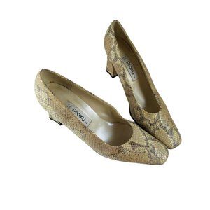 Proxy Womens Shoes Heels White Gray Beige Snakeskin Print 11M 3.5 Inch Heels